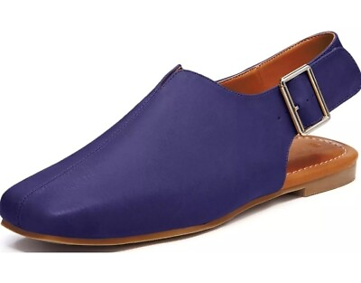 #ad LPCBDEE Square Toe Flats Slingback Closed Toe Sandals Blue Women#x27;s size 6.5 $21.99