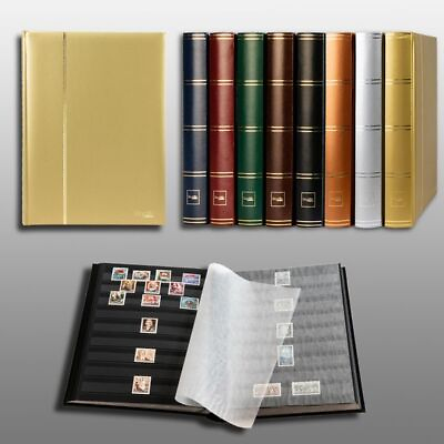 #ad Prophila metallic edition stamp album new 60 black sides padded gold cover $46.07