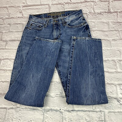 #ad American Eagle Mens Jeans Size 30 X 32 Light Wash Slim Straight 100% Cotton