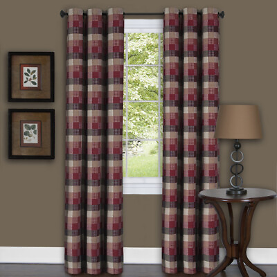 #ad Plaid Window Kitchen Curtain Light Filtering Privacy Sheer Grommet 2 Pack