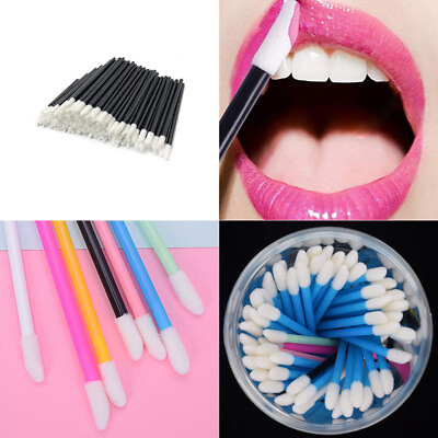 #ad US 100 200 Pack Disposable Lip Brush Gloss Wands Applicator Makeup Cosmetic Tool