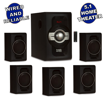#ad Acoustic Audio 5.1 Bluetooth 6 Speaker System Home Theater Surround Sound NEW