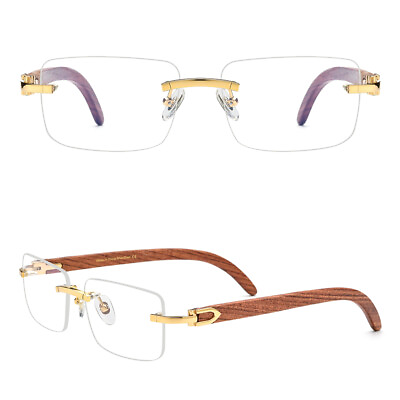 #ad Custom Fit Red Wood Glasses Frameless Photochromic Reading Glasses Readers A
