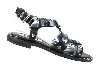#ad New MCQ By Alexander McQueen Solenie Women Black Gladiator Stud Sandals Size 38