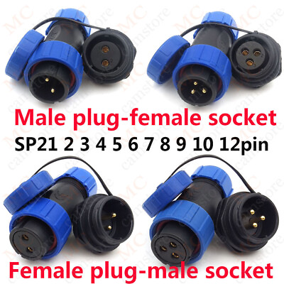#ad SP21 2 3 4 5 6 7 8 9 10 12Pin Panel Mount IP68 Waterproof Plug Socket Connector $5.85