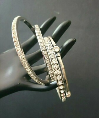 #ad Rhinestone Bracelets Slip On Set of four Estate Jewelry Vintage