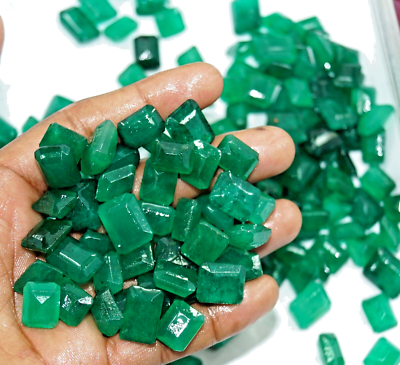 #ad 260 Ct Lot Certified Natural MUZO Colombian Green Emerald UNTREATED AA Gemstone