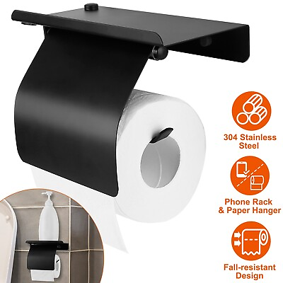 #ad Toilet Paper Holder Wall Mounted Stainless Steel Toilet Holder W Phone Rack USA