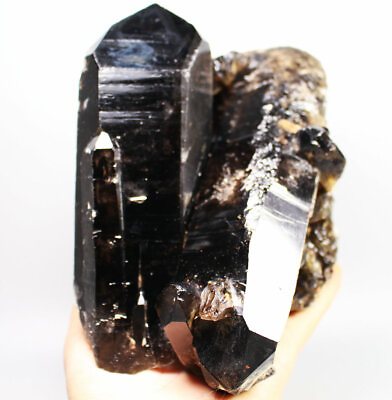 #ad 5.38 lb Natural Rare Beautiful Black QUARTZ Crystal Cluster Mineral Specimen