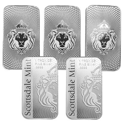 #ad 5 x 1 oz .999 Silver Bars Scottsdale Mint VORTEX Silver Bullion Bars #A630