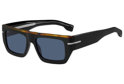 #ad Hugo Boss Sunglasses BOSS 1502 S 062 KU Black Havana Blue Grey Lens Large