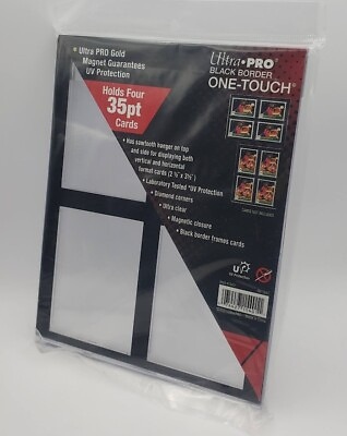 #ad Ultra Pro Black Border 4 Card Magnetic UV One Touch Card Holder Holds 35pt Cards