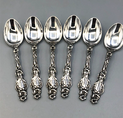 #ad Lily by Whiting div. of Gorham set of 6 Demitasse Spoons 3 7 8quot; gently used