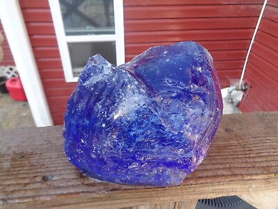 #ad Glass Rock Slag Pretty Clear Cobalt Blue 12.6 lbs W62 Rocks Landscaping Aquari