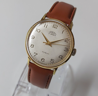 #ad Nice Collectible Vintage PRIM INCABLOC Men#x27;s Mechanical Watch Czechoslovakia