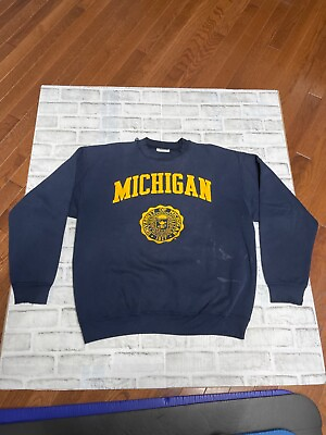 #ad Velva Sheen Michigan University Sweatshirt Size Large Wolverines Vintage READ