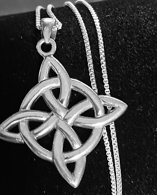 #ad Vintage 925 Sterling Silver Celtic Knot Pendant Necklace