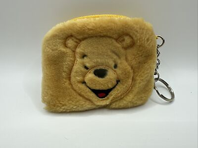 #ad Vintage Disney Store Winnie the Pooh Plush Bear Head Bag Keychain Coin Purse