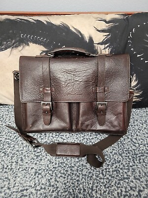 #ad Kenneth Cole New York Brown Leather Messenger Bag Briefcase $39.99
