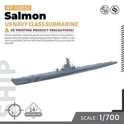 #ad SSMODEL SS700952 1 700 Military Model US Navy Salmon Class Submarine