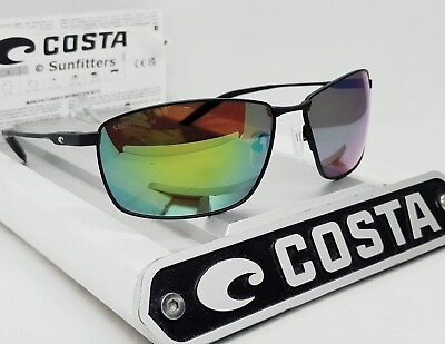 #ad COSTA DEL MAR matte black green mirror TURRET polarized 580P sunglasses NEW $134.99