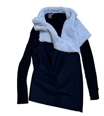#ad Lola B Womens Open Front Fleece Lined Wrap Sweater Black Size Medium