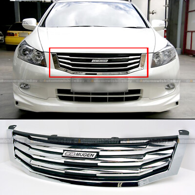 #ad Fit 08 10 Accord 4DR Sedan JDM Mugen Style Chrome Horizontal Front Hood Grille