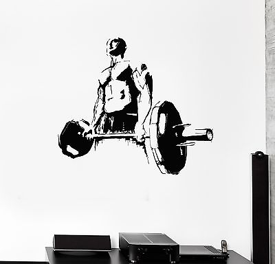 #ad Wall Decal Muscled Man Powerlifting Sports Fitness Gym Vinyl Stickers ig2974
