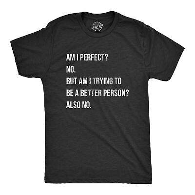 #ad Mens Am I Perfect No T Shirt Funny Sarcastic Self Improvement Joke Novelty Tee