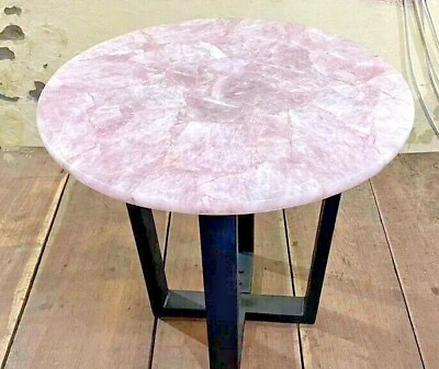 #ad 15quot;x15quot; Handmade Random Pink Real Rose Quartz Stone Coffee Table Top Decor Gifts