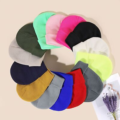 #ad Women#x27;s Winter Knit Hat Solid Color Double Thick Warm Knit Woolen Hat