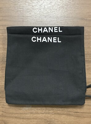#ad 100% CHANEL Black Drawstring Dust Bag Handbag Wallet Shoes 12.5quot; x 7.5quot; Lot Of 2