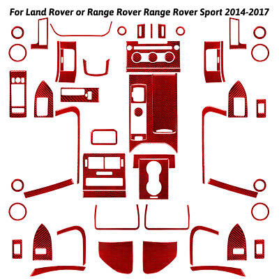 #ad 59Pcs Carbon Fiber Interior Full Cover Trim For Land Range Rover Sport 14 17 Red