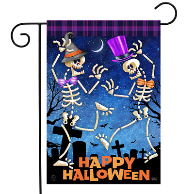 #ad Dancing Skeletons Halloween Garden Flag Graveyard 12.5quot; x 18quot; Briarwood Lane