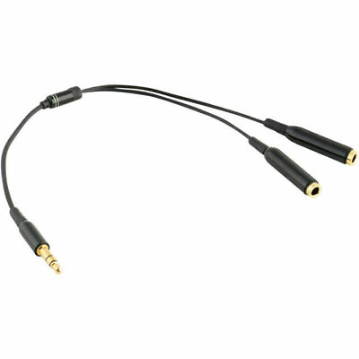 #ad 6quot; 1 Male to 2 Female Gold Plated 3.5mm Audio Y Splitter Headphone Cable Black