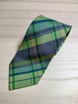 #ad Drake#x27;s Neck Tie New Unused Check Green Purple 100%Silk Handmade England