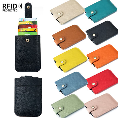 #ad RFID Blocking Slim Credit Card Holder Leather Credit Card Wallet Card Pocket