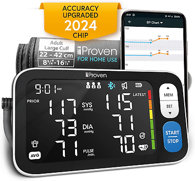 #ad Smart Upper Arm Blood Pressure Monitor Home 500 Memory Set Large Adjustable Cuff