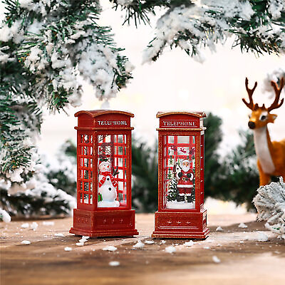 #ad Christmas Light Phone Booth Shape Cartoon Design Glowing Santa Claus Style Light