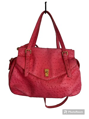 #ad Marc by Marc Jacobs Ozzie Aurora Rock Ostrich PRT Handbag Shoulder Bag Dark Pink