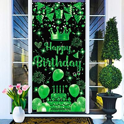 #ad Green Birthday Party Decorations Happy Birthday Door Cover Banner Sign