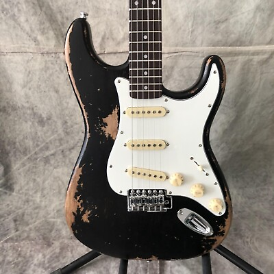 #ad Black retro electric guitar handed relics old 3S pickup rosewood fingerboard