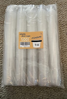 #ad FICUCUSO 500 Count 1 oz Plastic Shot Glasses Clear Small Cups Disposable NEW