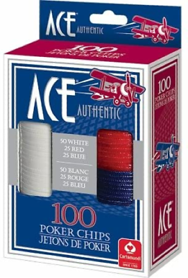 #ad Ace Plastic Poker Chips 100 Count Carta Mundi USA 1510 Damaged Box