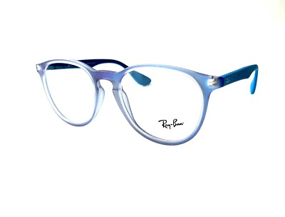 #ad New Ray Ban Frames Round Acetate RX Light Eyeglasses Blue Rb 7046 5484 51 18 140