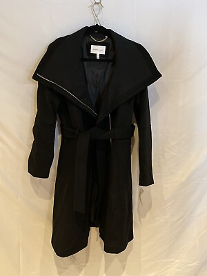 #ad BCBGeneration Black Wool Blend Long Coat Size L