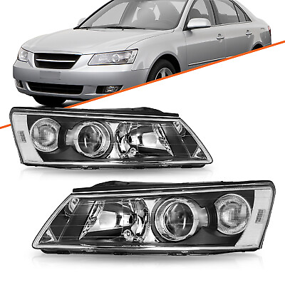 #ad For 06 08 Hyundai Sonata Left amp; Right Black Pairs Headlights Assembly Headlamps