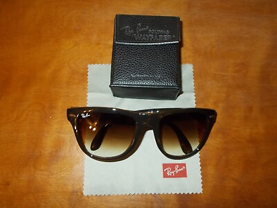 #ad Ray Ban RB 4105 710 51 Folding Wayfarer Tortoise Frame Brown Lenses Sunglasses $79.99