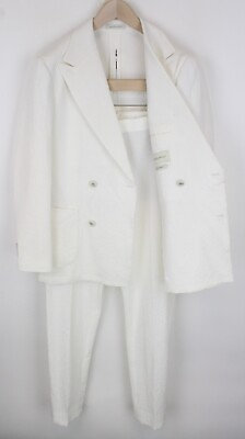 #ad SUITSUPPLY Havana Men Suit UK38R Off White 2 Piece Two Row Slim Cotton Stretch
