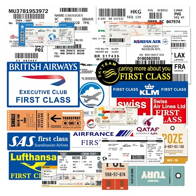 #ad 30 PCS Airline Suitcase Stickers Retro Waterproof Skateboards Airline Boarding